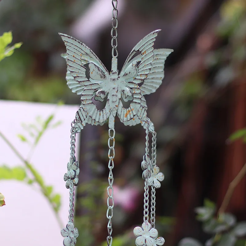Wrought Iron Retro Butterfly Wind Chimes Garden Decoration