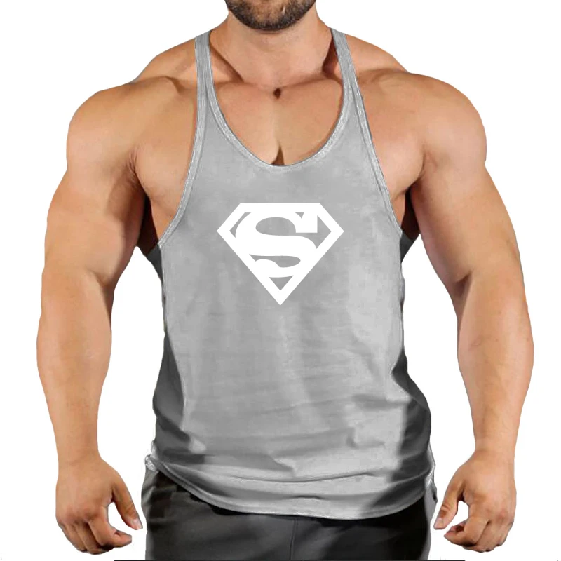 Men's  Summer Gym Cotton Tank Top Sleeveless Shirt Man Bodybuilding Clothing Casual Fitness Workout Running Vest Sportswear 2
