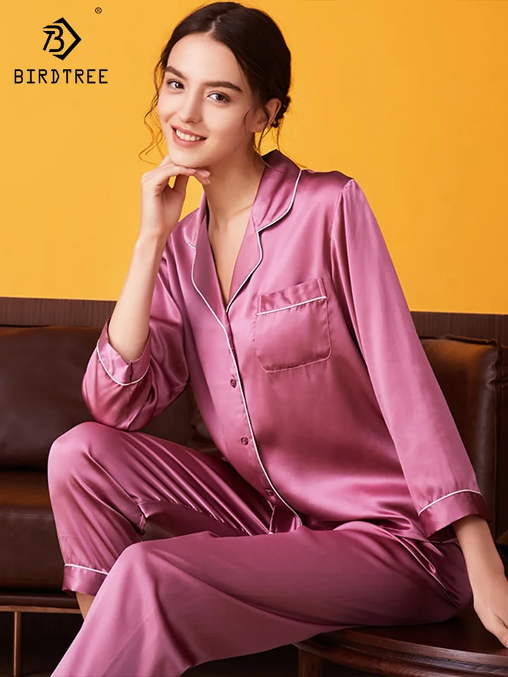 North Bund Pigiama Donna Set Raso Due Pezzi Maniche Lunghe Pantaloni Seta Camicia da Notte Aperto Davanti Casual Comodo Loungewear per Casa Autunnale North Bund Pigiama Donna Set Raso Due Pezzi Maniche Lunghe Pantaloni Seta Camicia da Notte Aperto Davanti Casual Comodo Loungewear per Casa Autunnale