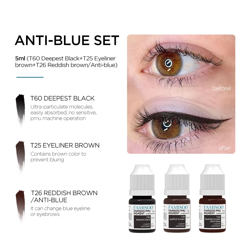 FAMISOO 5ML Tattoo Ink Permanent Microblading Paint Inks Pigment Semi Makeup Eyebrows Lips Tint Consumables Tattoo Supplies