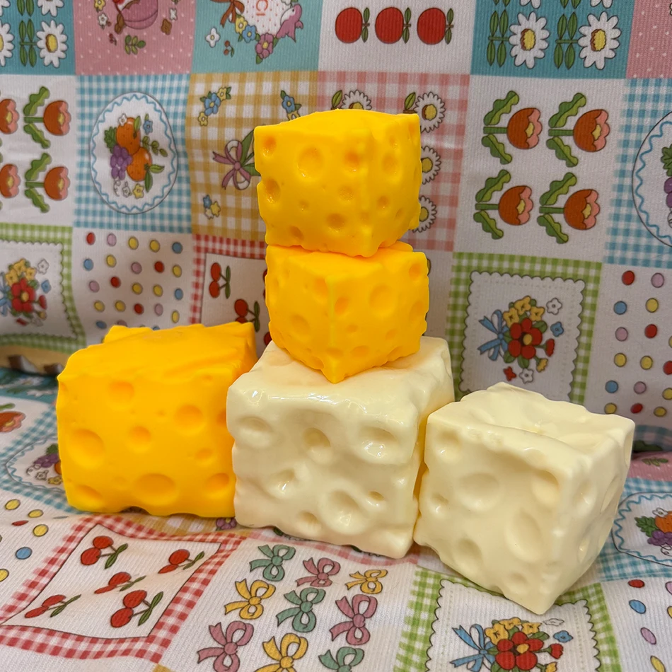 In Stock Jumbo Cheese Cube Stress Ball Shapeable Squeeze Decor Non-Bounce ASMR Sensory Anti-Stress Relief Squishy Toy_voghion.com