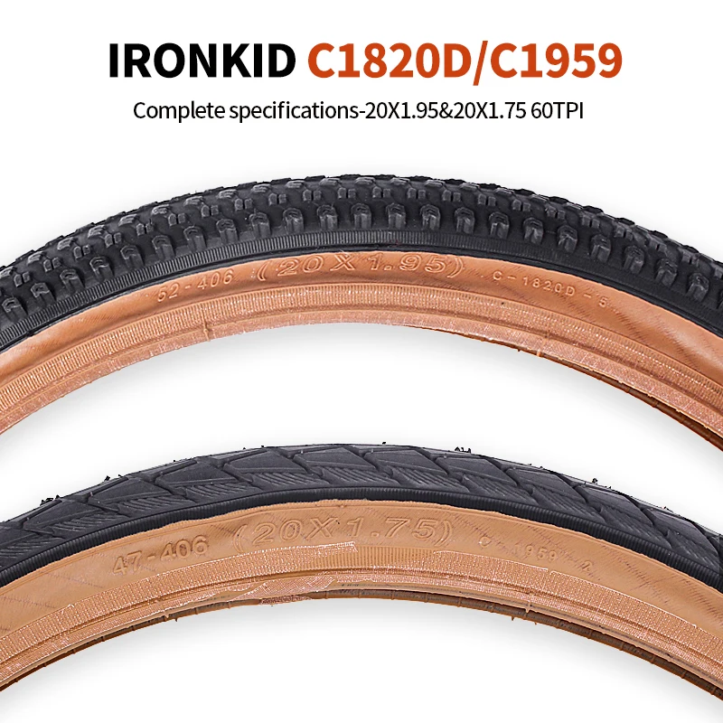 YUNSCM 2 neumáticos para Bicicleta de 20 Pulgadas 20x1,95/53-406 compatibles con Bicicletas de Carretera Neumáticos para Bicicletas de Carretera/Ciudad 20 x 1,95