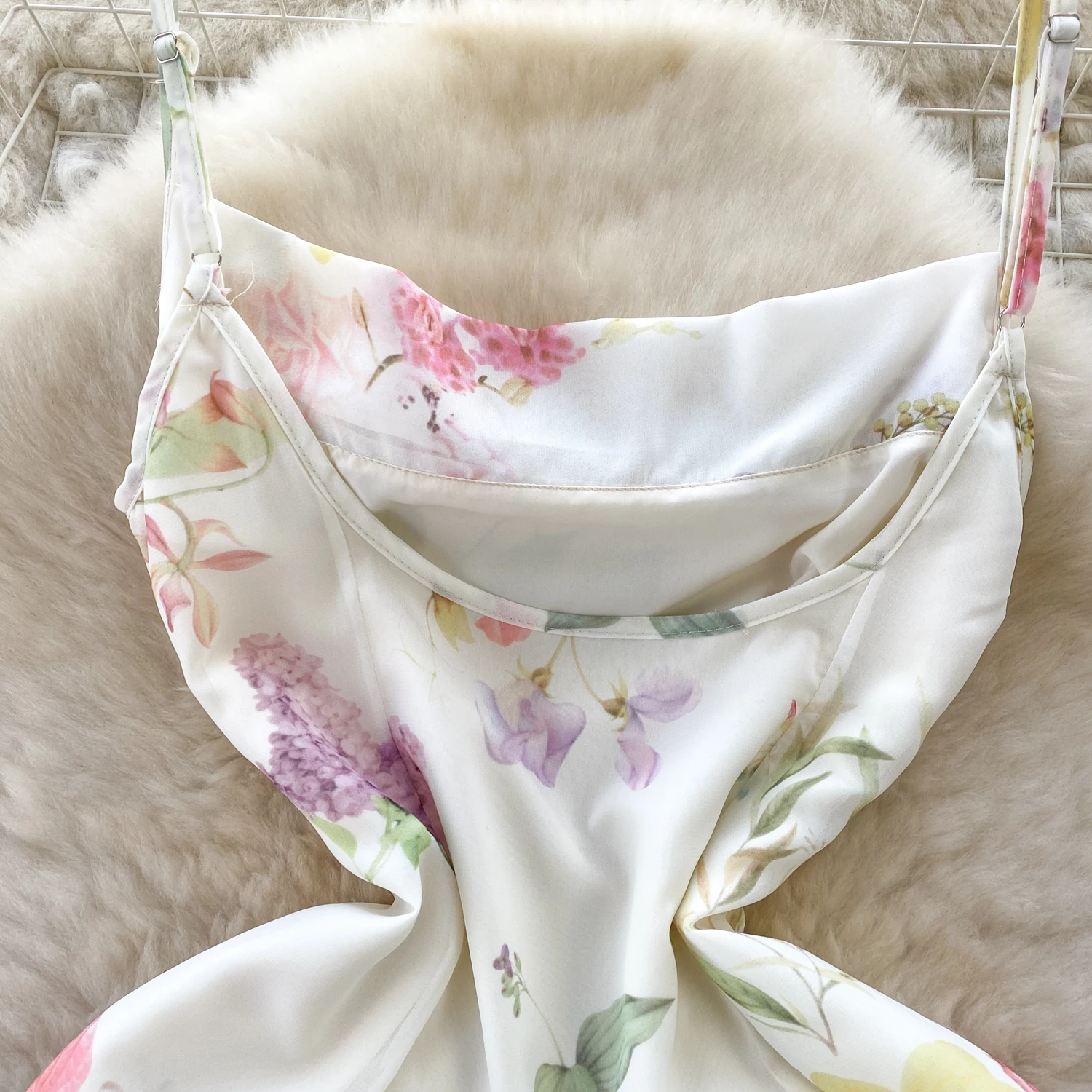 French Elegant Beach Dress New Women Sexy Floral Printed Slim Mid Length Ruffled Party Dresses Ladies Summer Long Robe