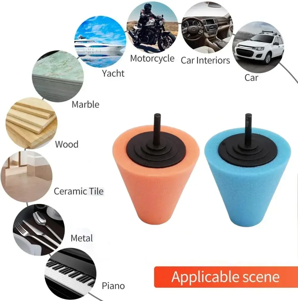 3pcs Car Hub Polishing Sponge Grinding Head Metal Plastic Grinding Conical Sponge Polishing Sponge Wheel