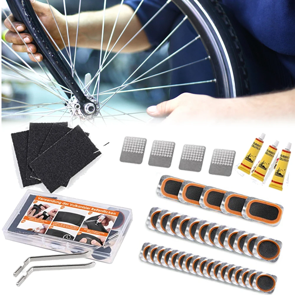 Bike Bicycle Tire Repair Kit Bike Bicycle Flat Tire Repair Kit Bicycle Tire  Patch Glueless Kit Tool Set Kit Patch Portable Fetal