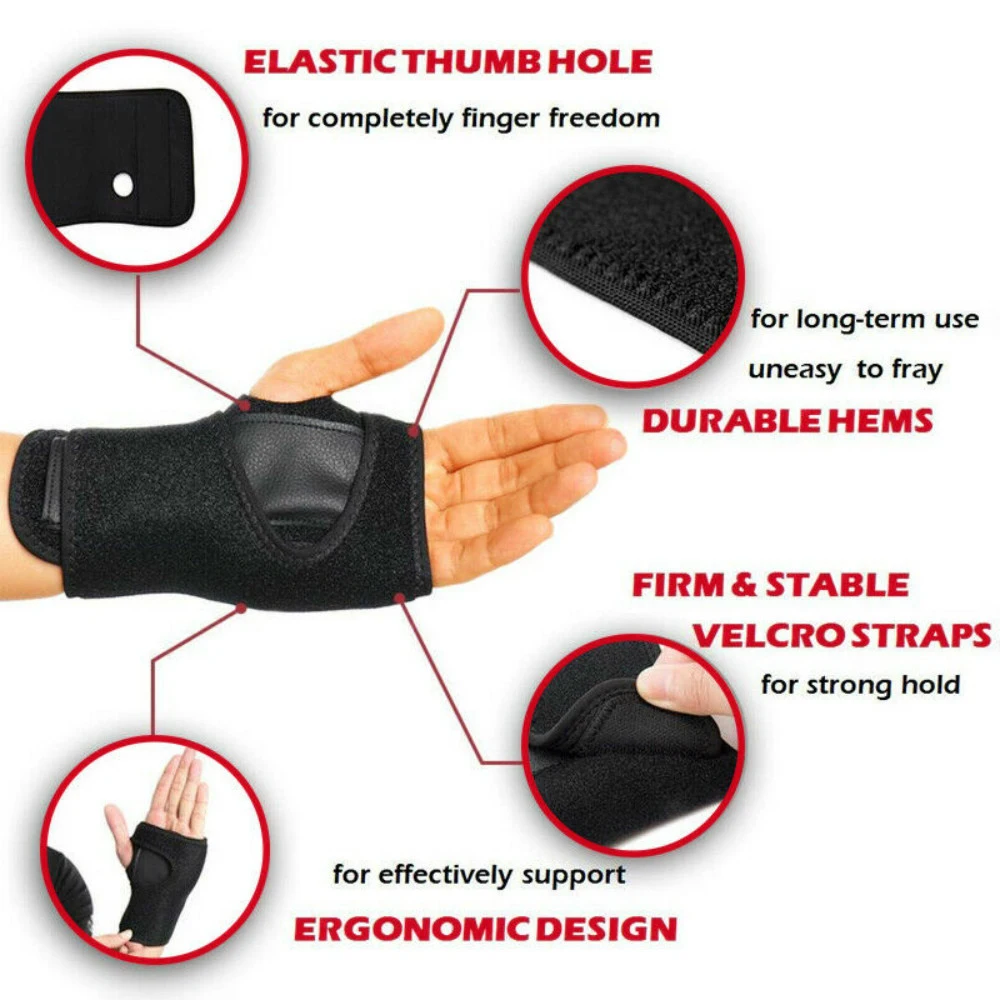 Wrist Splint for Carpal-Tunnel Syndrome, Adjustable Hand Compression Wrist Brace, Pain Relief for Arthritis, Tendonitis, Sprains
