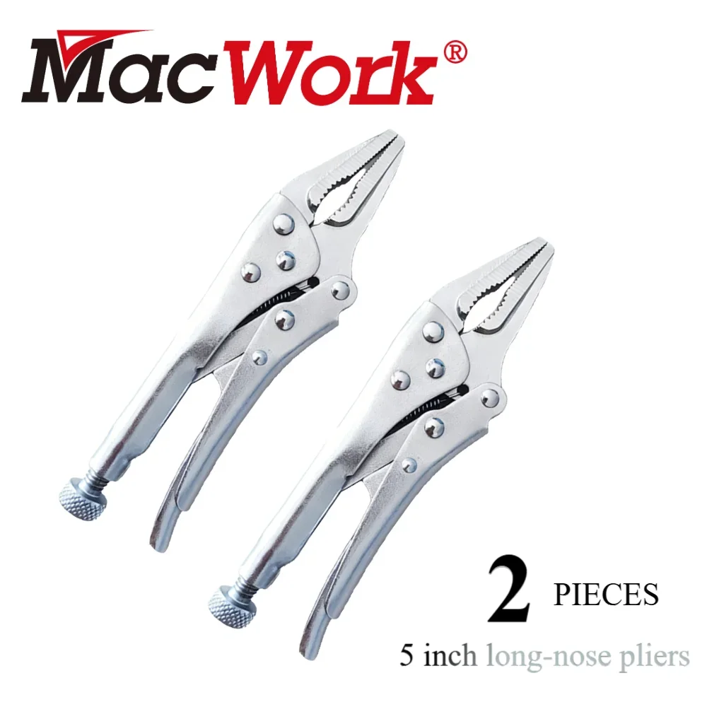 2 Pieces Mini Long Nose Pliers, 5 Inch Locking Pliers for Jewelry Making, DIY Craft & Hobby Supplies