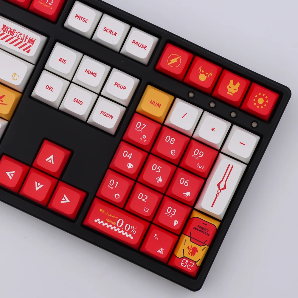 Chaves Conjunto Eva 02 Tema Keycaps Pbt Tintura Sub Tampões Chave para mx Switch Teclado Mecânico Xda Cherry Perfil Keycap 134 - Imagem 3