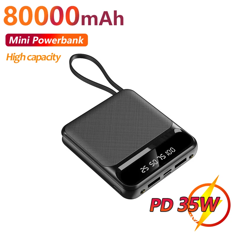 80000mAh Mini Power Bank with Digital Display Portable Charge Powerbank