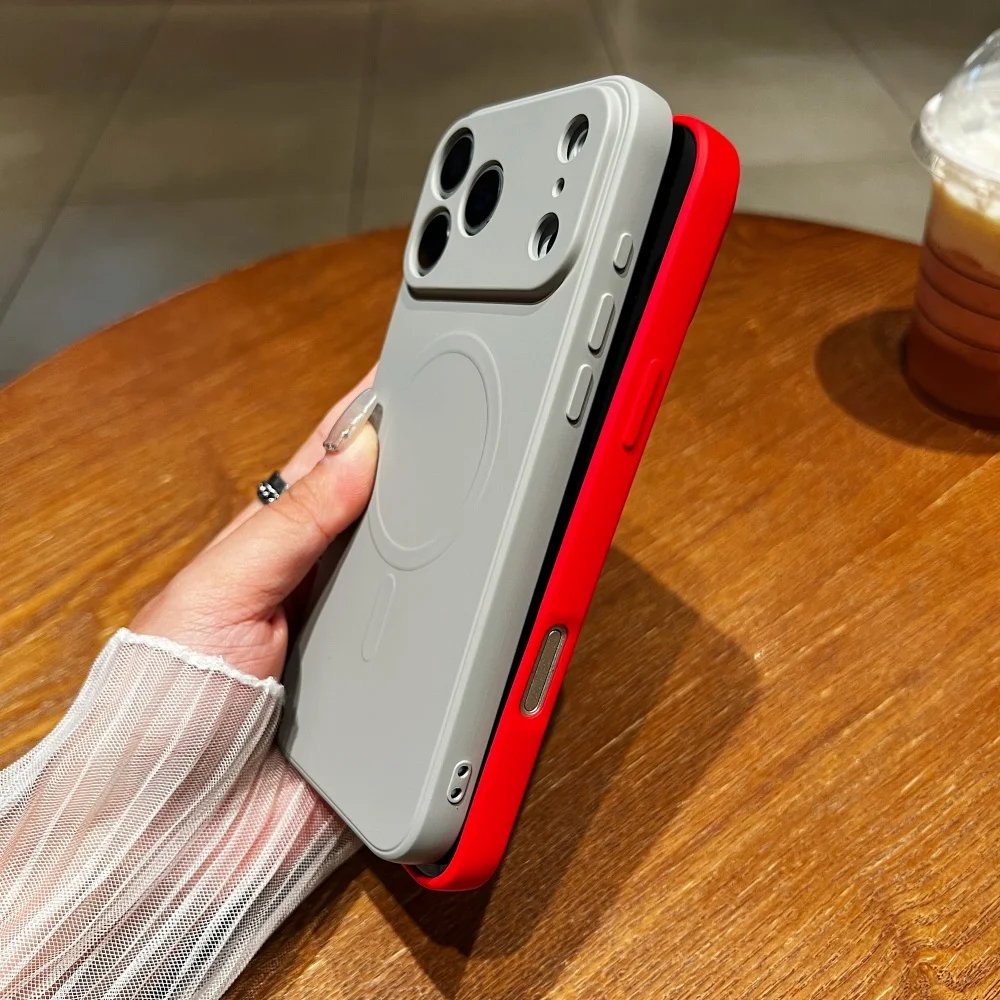 Luxury Soft Liquid Silicone Magnetic Solid Color Matte Slim Phone Case