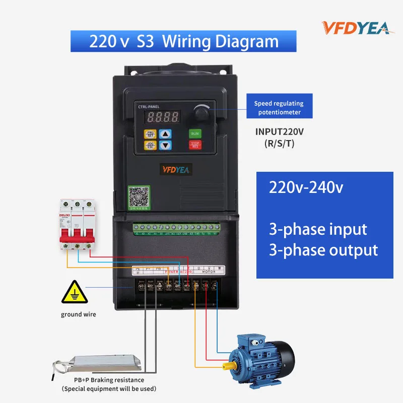 Vfd Inverter 1.5Kw/2.2Kw/3Kw 220V 3-Fase Di Ingresso E Di 3-Fase Di Uscita Del Convertitore Di Frequenza Variabile Convertitore Di Frequenza Per Il Mo