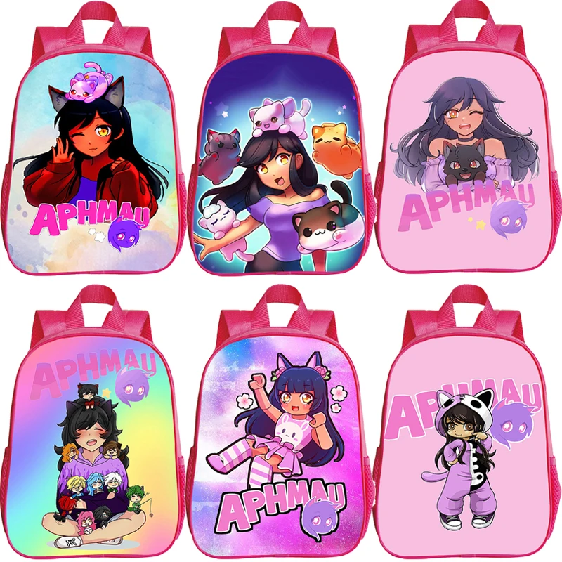 

3D Print Aphmau Game Backpacks Kindergarten Bags Waterproof Boys Girls School Bags Kids Anime Rucksack Cartoon Children Bookbag