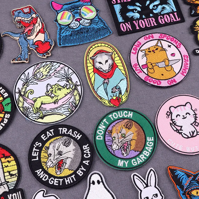 

Funny Possum Patch Iron On Patches For Clothing DIY Cat Clothes Patches With Iron Badges Hippie Embroidery Patch On Backpack