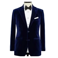 Luxury Navy Blue Smokin Jacket One Piece Single Breasted Male's Outerwear Formal Smart Wedding Banquet Business Gentleman Coat 1