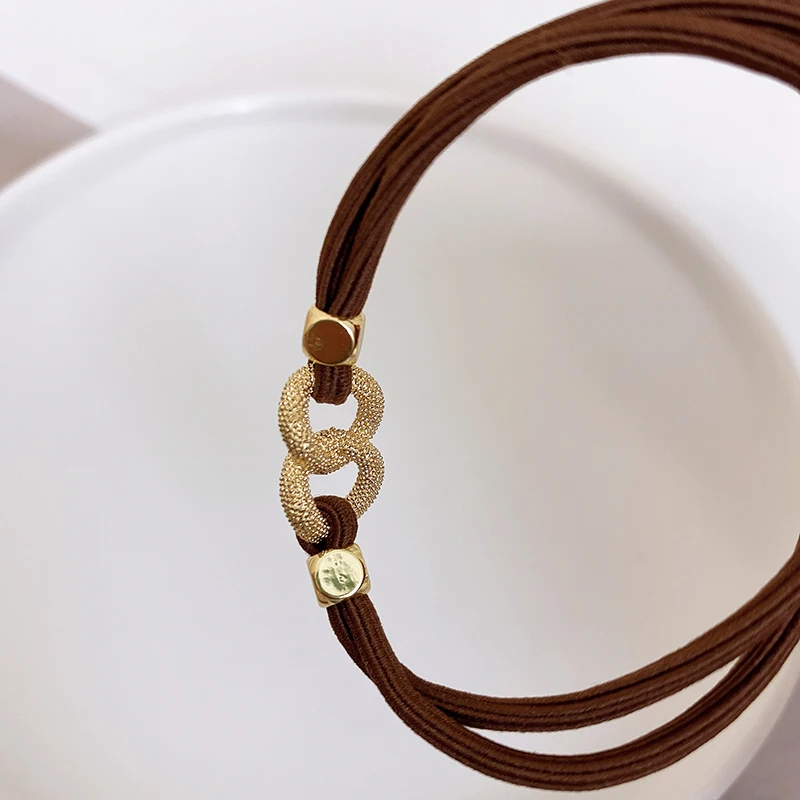5/Set Korea Neue Design Einfache Legierung Kette Haar Ring Haar Krawatten Pferdeschwanz Gummibänder Kopf Seil Mode Geflochtene frauen Zubehör – Detail 8