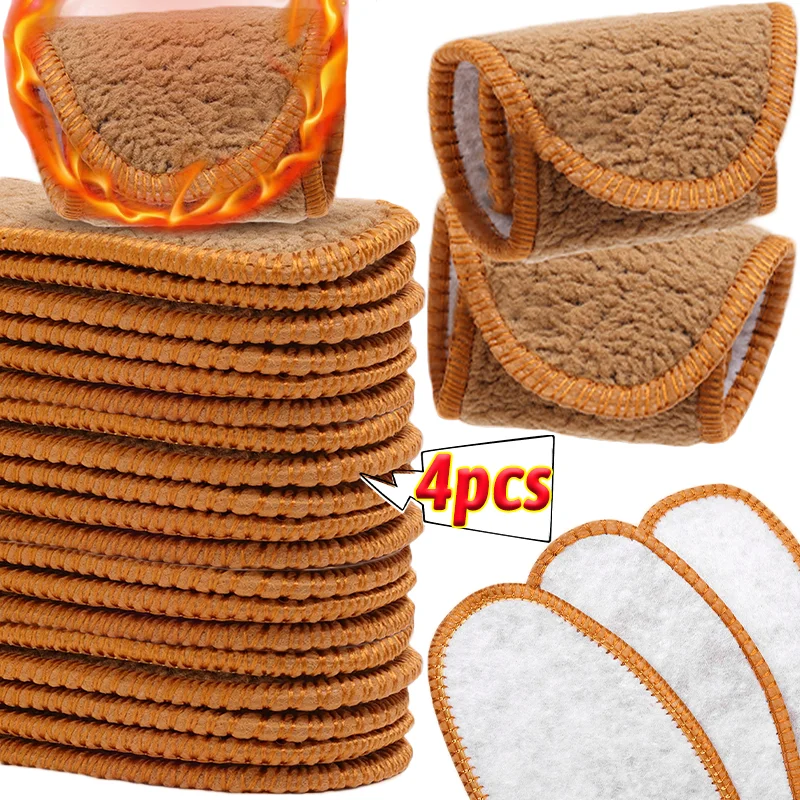 2/4pcs Winter Alpaca Wool Insoles Soft Plush Warm Thicken Foot Thermal Insert Unisex Breathable for Snow Boot Shoe Heat Paddings