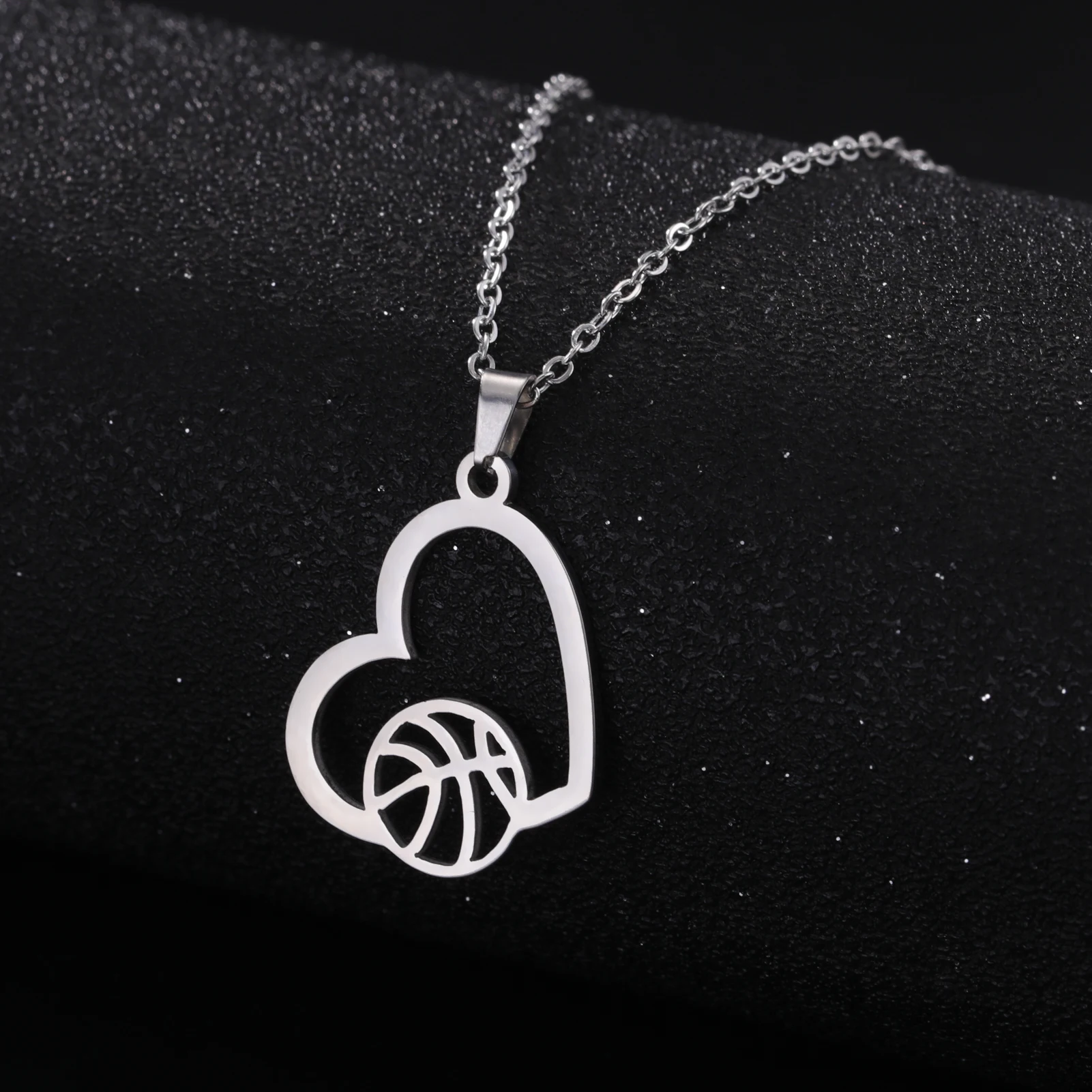 Basketball Chain Necklace - Stainless Steel Hip Hop Pendant With Rhinestones, Sports Jewelry For Men & Women - View #2