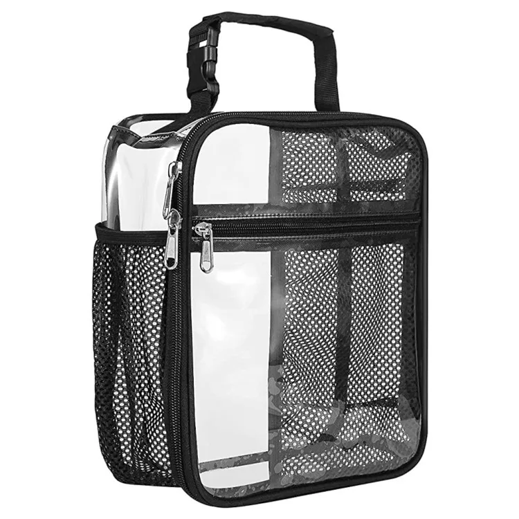 Oraben Clear Lunch Bags for Work See Through Plastic Lunch Box Transparent Lunch Bags for Men and Women Children (Black)