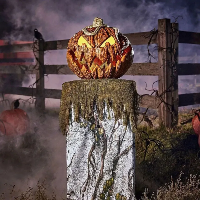 Décoration de levage de citrouille d'Halloween Cour extérieure Jardin Fête Bricolage Décor Horreur Voix Lumière LED Ornementation_voghion.com