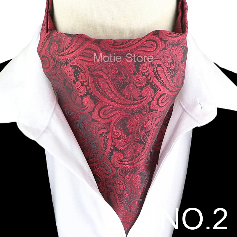Anmutige Jacquard-Paisley-Cashew-Krawatte, formelles Ascot Scrunch Self British Gentleman Herrenschal, Polyester-Krawatte, Anzug-Accessoires – Detail 3