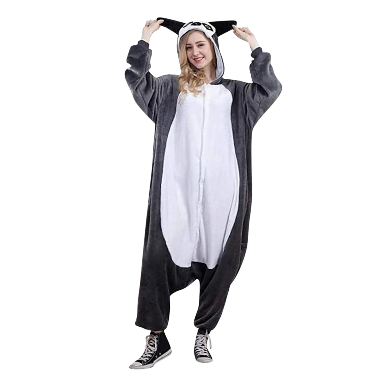 

Женский милый комбинированный комбинезон на молнии с принтом, ночная рубашка, супермягкая Толстая Пижама, напущенная теплая Домашняя одежда, женская пижама в виде медведя панды