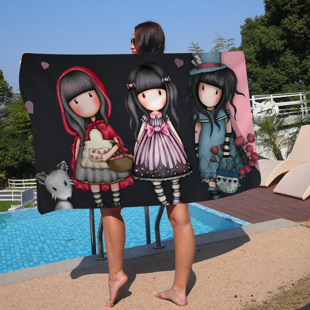 Cartoons S-Santoro G-Gorjuss Microfiber Beach Towel Absorbent Quick Dry Soft Yoga Swimming Resort Mountain Climbing Towel 4