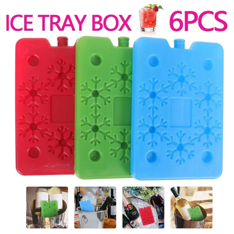 6PCS/SET Ice Pack Reusable Freezer Cooler Ice Blocks Fun and Colorful Cooler Bag Leakproof Wine Home Party Bar Picnic Use