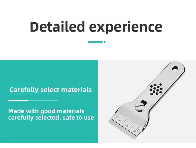 Stainless Steel Hob Scraper Kitchen Glass&Ceramic Scraper with Replacement Blades Wall Floor Window Cleaning Scraper Tools