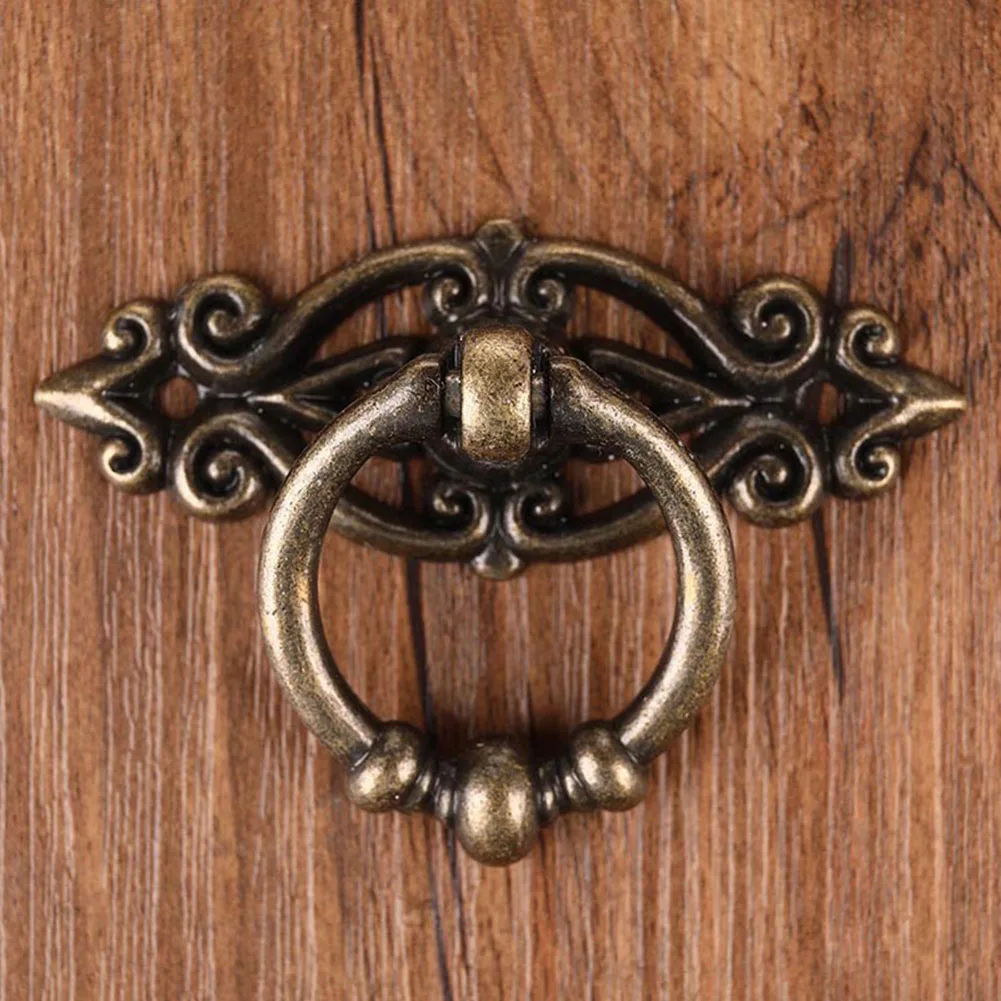 Cabinet Retro Handle Door Antique Alloy Handle Drawer Pull Ring Wood Case Handle Hanging Ring For Home Furniture DIY Decoraction