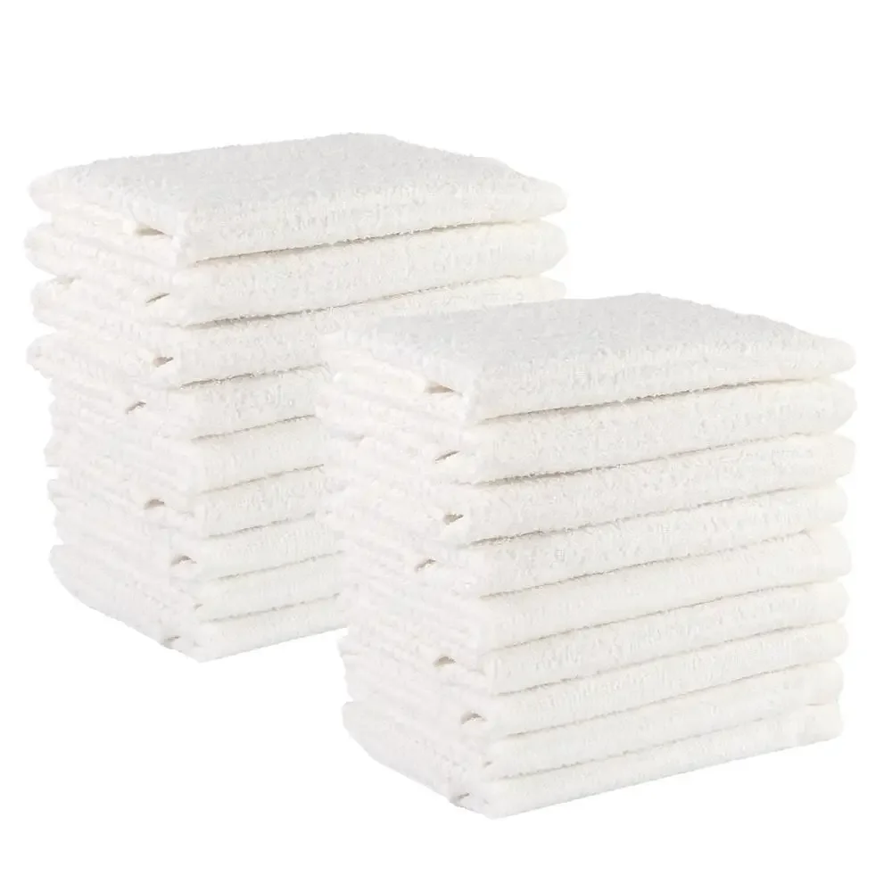 18-Piece Cotton Kitchen Bar Mop Cleaning Dishcloth Set White Absorbent Durable Easy Care Household All Surfaces Machine Wash 5