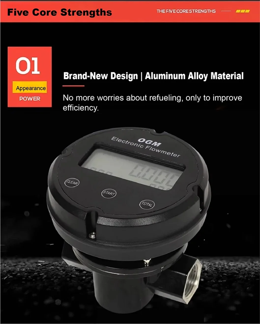 OGM Digital Oval Gear Flow Meter 1inch High Precision Electronic Fuel Diesel Pet