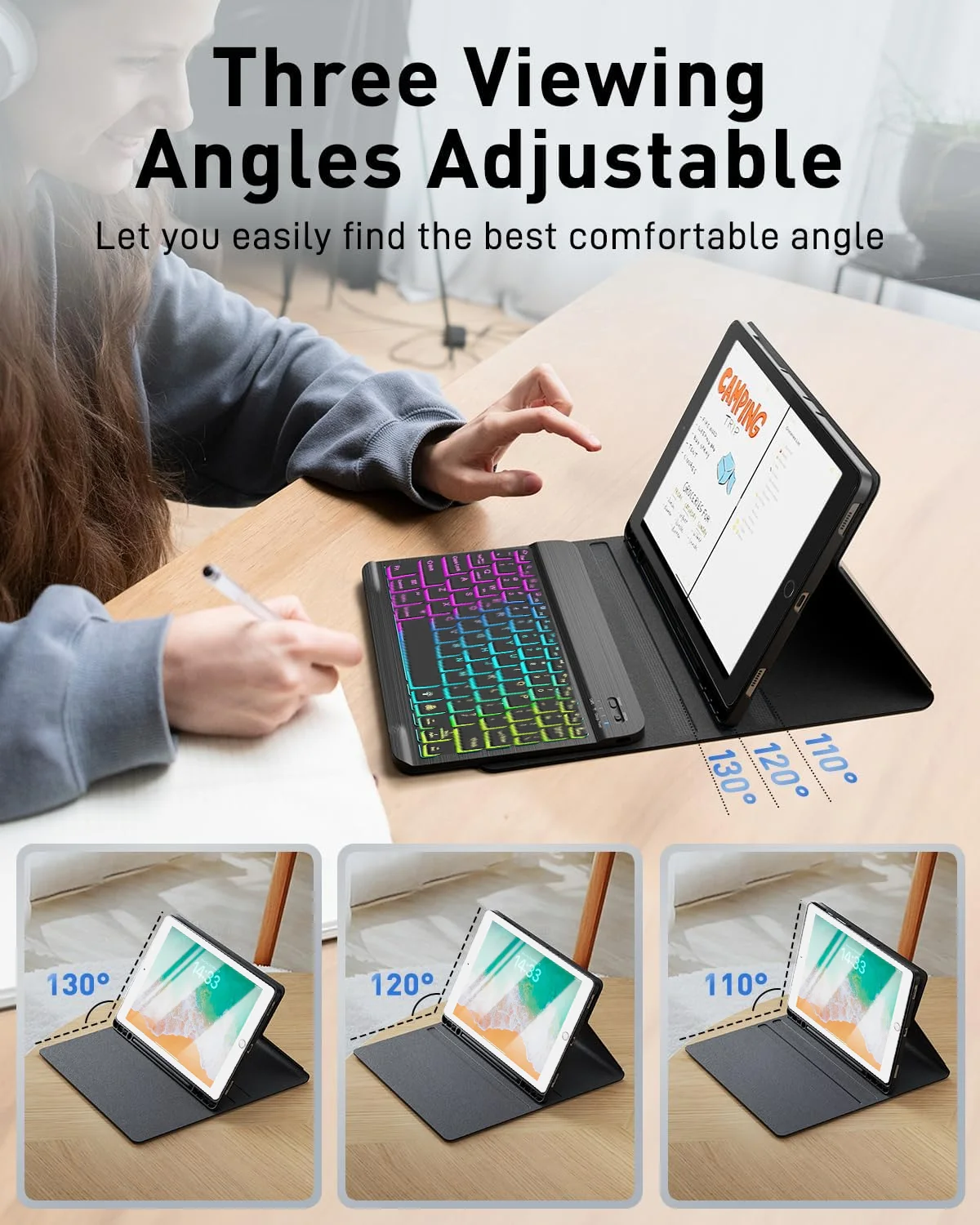 Wireless Detachable Keyboard Case with Mouse and Stylus