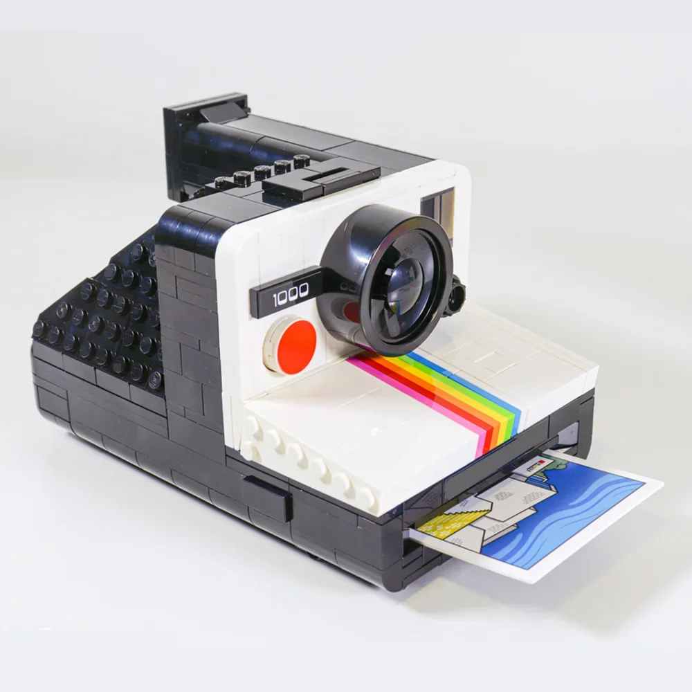 아이디어 폴라로이드 크리에이티브 브릭 카메라 장난감, 원스텝 SX-70 FIT-MOC-21345 모델 빌딩 블록, 어린이 크리스마스 선물, 2024 신제품, 500PCs