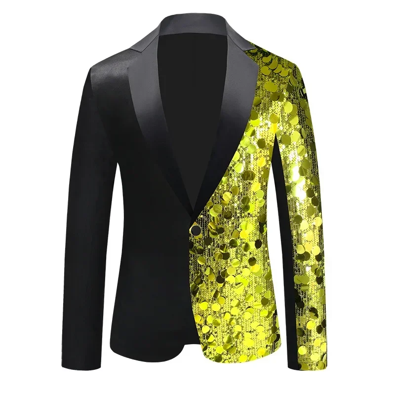 Blazer Jacket Men Luxury Sequin Suit Single Button Coats