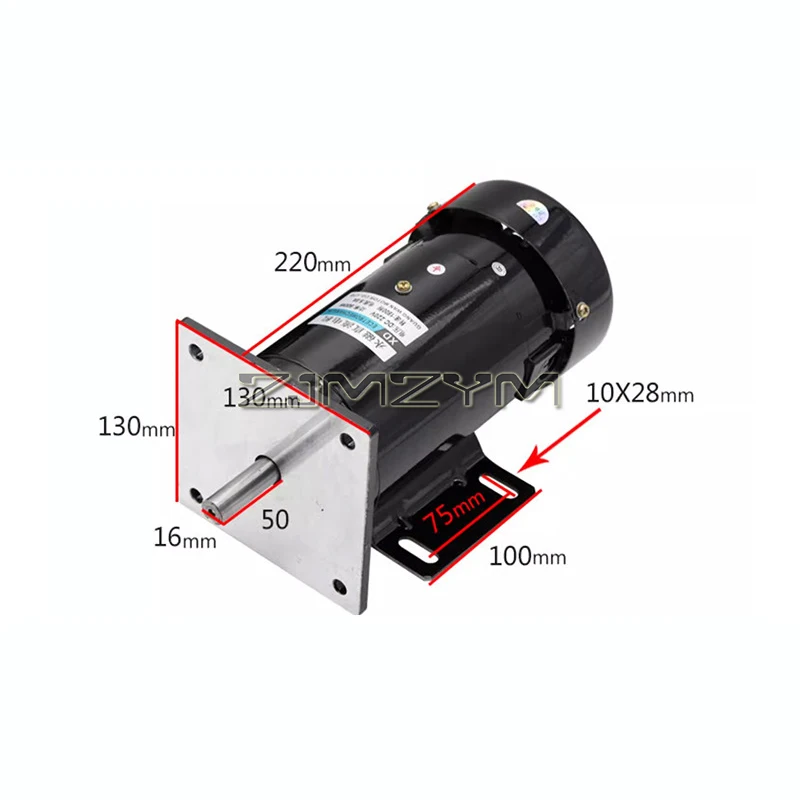 220V DC 전기 모터 영구 자석 모터, 300W DC 모터, 1800rpm, 가역 대형 토크 속도 조절 가능 모터, 16mm 샤프트