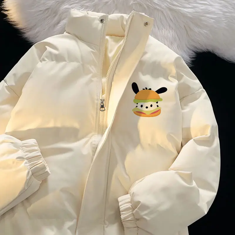 

Kawaii Sanrio Pochacco Cotton Jacket Women's Anime Warm Thickened Loose Cotton Coat Girly Autumn Winter Stand Collar Cotton Coat