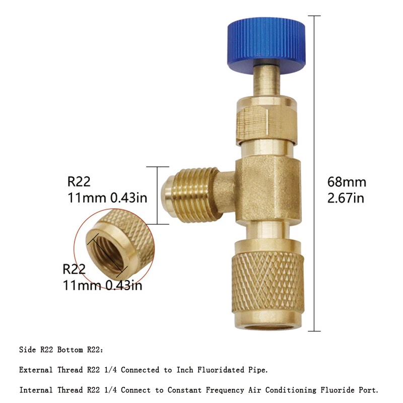 Kühlung Lade Klimaanlage Adapter Für R410A R22 1/4 "Flüssigkeit Sicherheit Ventil Schlauch R22 Kupfer Adapter Hand Werkzeug – Detail 8