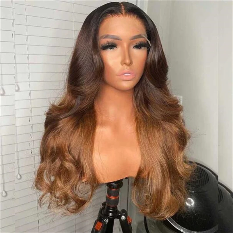 

Glueless 26 inch Long Soft Ombre Honey Blonde Wave European Human Hair Jewish 13x4 Lace Front Wig For Women Baby Hair