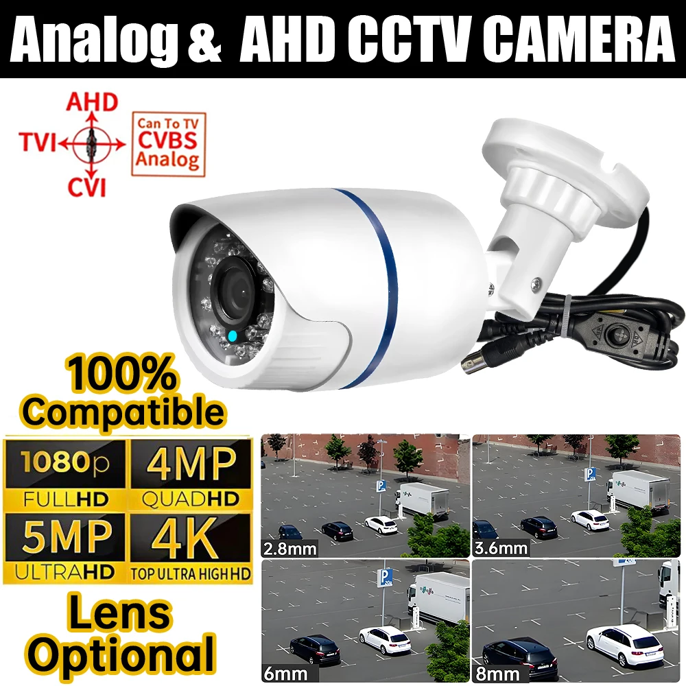 2.8mm 4MP/5MP Ultra AHD Camera 4K 1080P TVI/CVI/CVBS 4in1 OSD Switch HD Security Monitor Night Vision Waterproof Outdoor Bracket 1