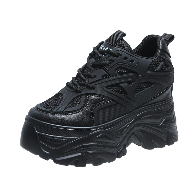 Brand 2022 Summer Breathable Mesh Sneakers Hidden Increasing Sport Shoes Woman Wedge Casual Chunky Shoes High Platform Shoes 9CM