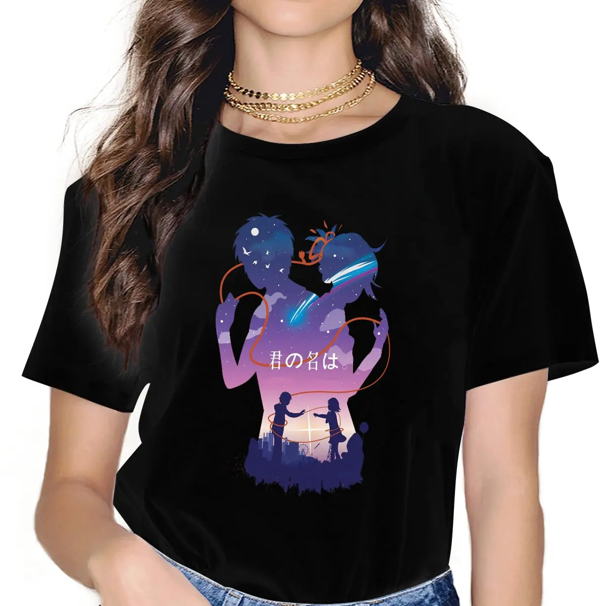 Negative Space Women Clothing Your Name Anime Graphic Female Tshirts  Vintage Gothic Loose Tops Tee Kawaii Girls Streetwear