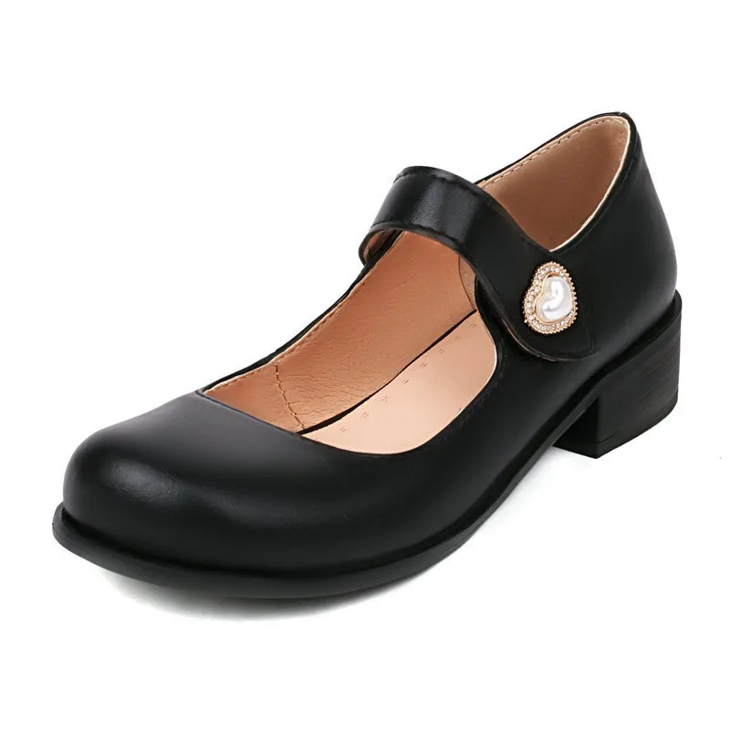 

Mary Jane Women's Shoes Spring And Autumn New Round Toe Low Heel Black Ladies Flat Shoes