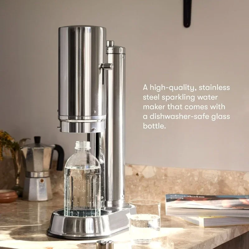 Fast Shipping.Carbonator Pro, Sparkling & Carbonation Water Machine, Stainless Steel with Glass Reusable Bottle Volume 800 mL ho 2