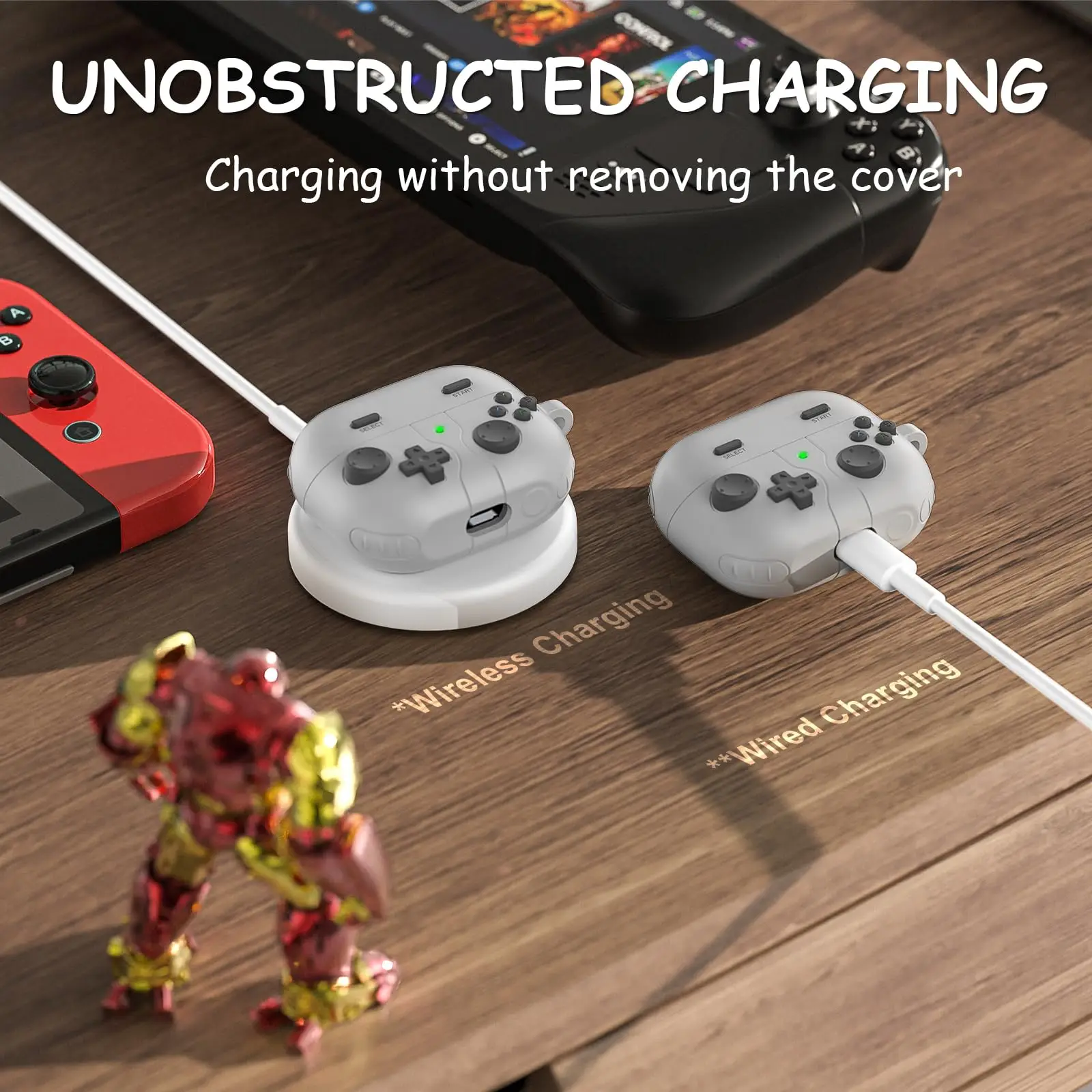 Game Player Design Protective Earphone Case with Carabiner & Lanyard