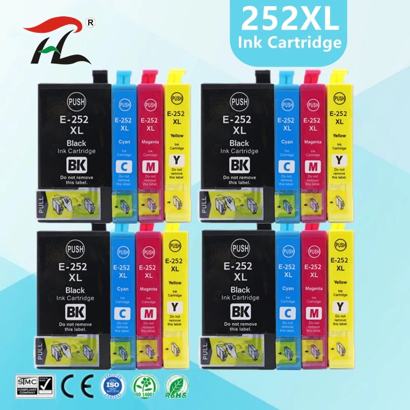 Cartucho de Tinta Compatível para Epson Workforce T252xl E252xl 252 xl Wf3620 3640 7110 7210 7610 7620 7710 7720