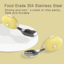 

Baby Tableware Set Children Utensil Stainless Steel Toddler Dinnerware Cutlery Cartoon Infantshort handle Spoon Fork Spoon Fork