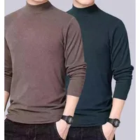 Men's Slim Fit Long Sve T-irt Fce Lined Casual f High Collar Base irt Warmth for Autumn Winter Polyester Fiber