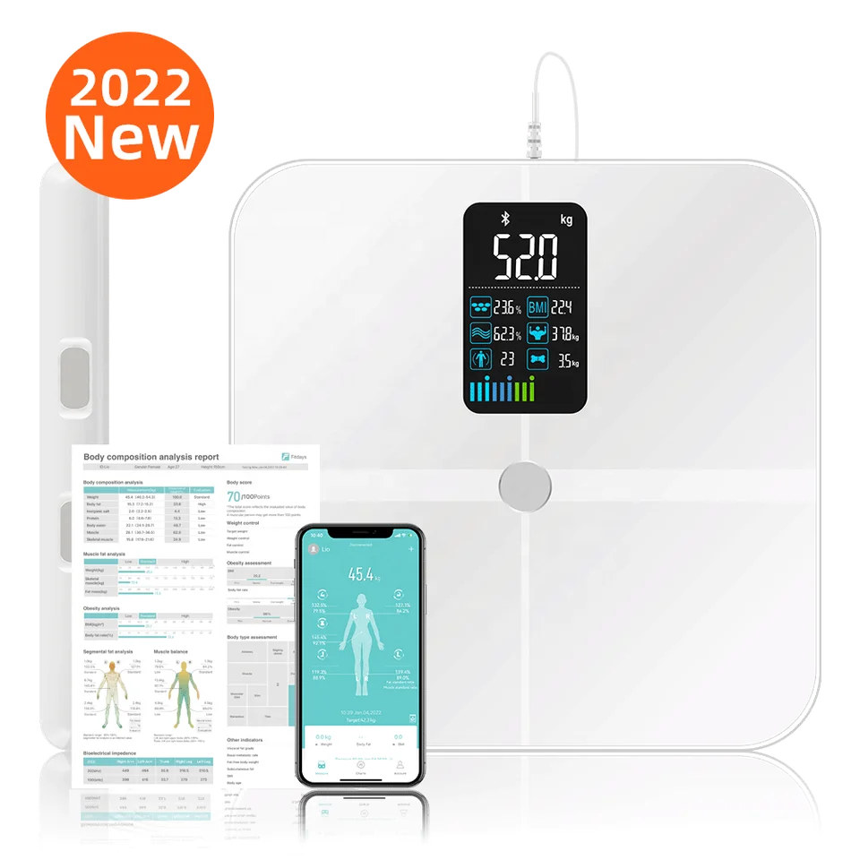Body Weight and Fat, 8 Electrode Body Fat Scale, Large Display BMI Weight Scale, Composition Monitor with Report Muscle