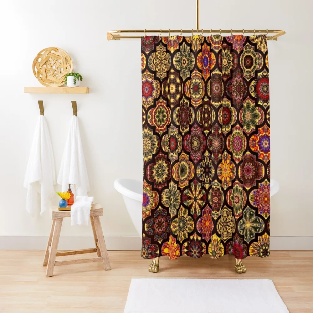

Moroccan tile golden pattern Shower Curtain Bathtub Waterproof Shower And Anti-Mold Bathroom For Shower Cute Curtain