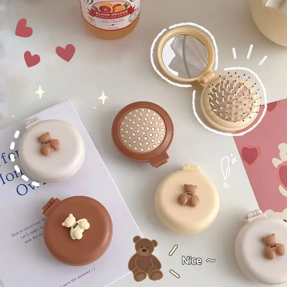 Description Picture 2 of itemCute Folding Air Bag Comb with Mirror Compact Pocket Size Portable Travel Hair Brush Cosmetic Mirror Head Massager Relax